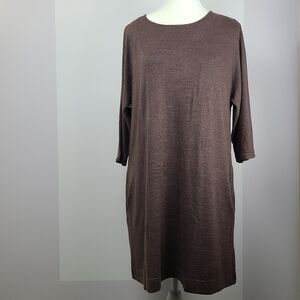 Wilfred Free brown Cober 3/4 sleeve midi shirt dress oversized XS (PTP 21")